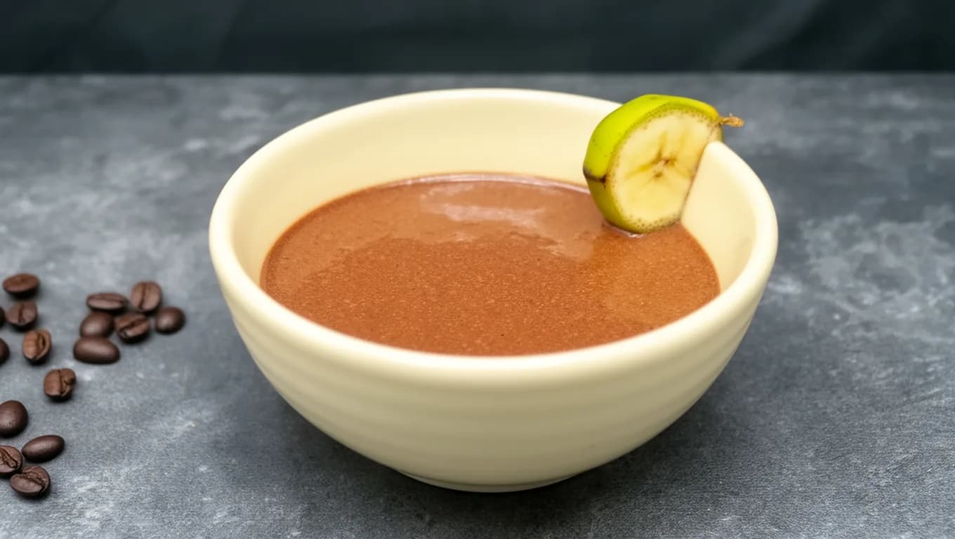 Smoothie de café, plátano y cacao con avellanas